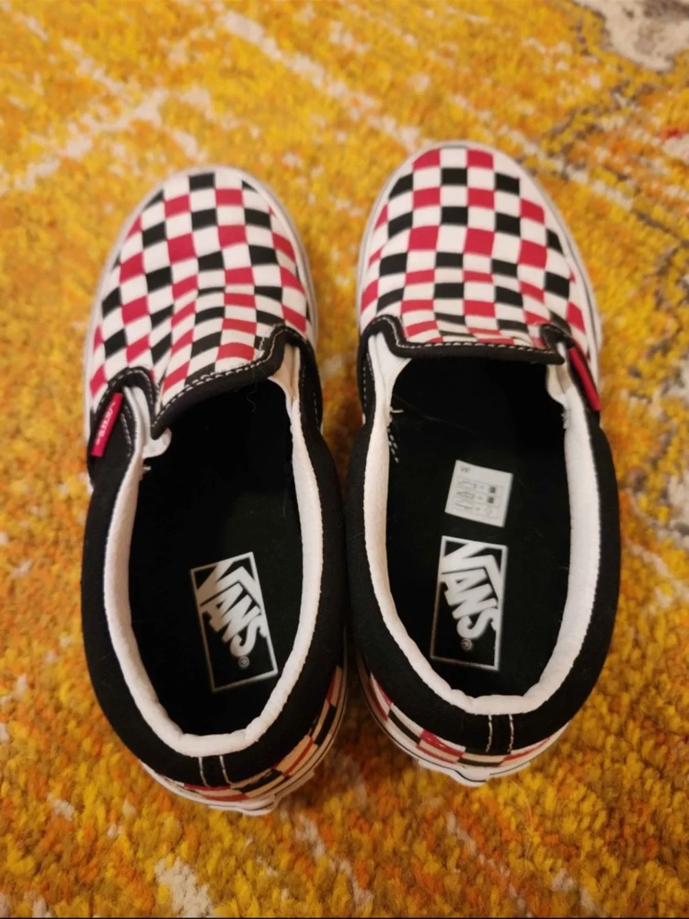 Vans Kids Checkerboard Slip-On Sneakers - Red, Black, White - Picture 8 of 9